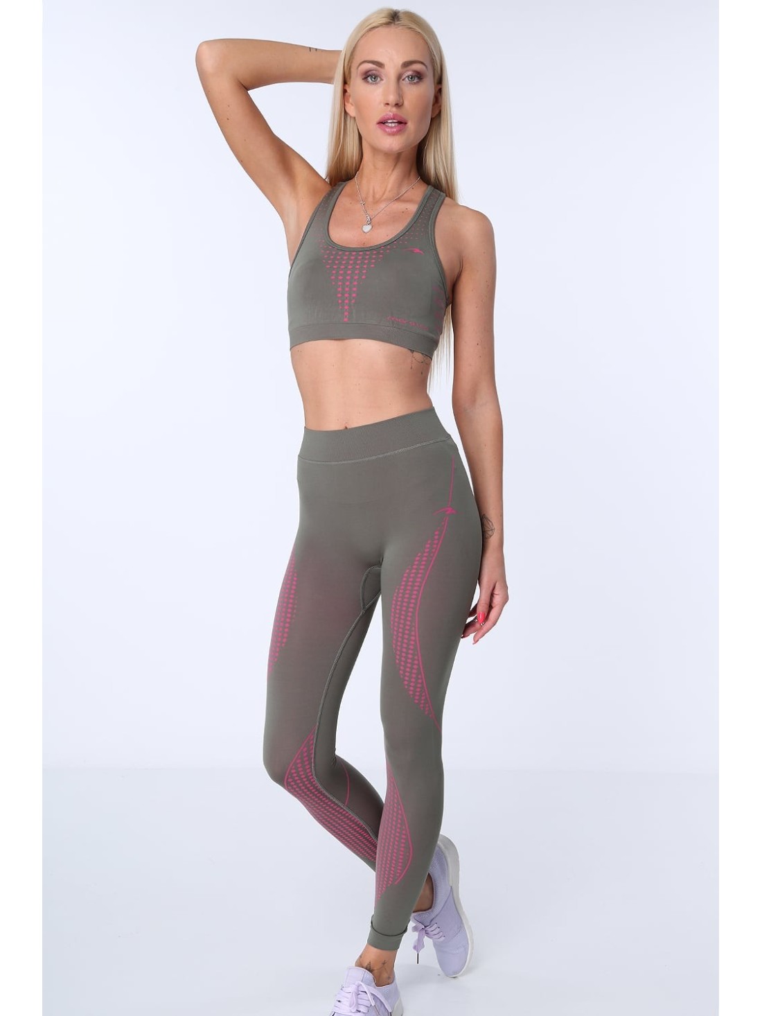 Khaki-rosa nahtlose Leggings MR81199 – Online-Shop – Boutique